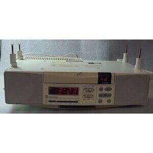 GE Spacemaker 7-4290G Under Cabinet CD AM/FM Clock Radio - Tested - Working